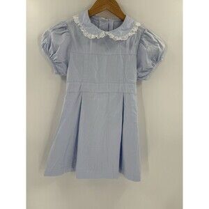 Two Girls and a Boy Blue Dress With Ruffle Collar Ties in Back Size 6 EUC